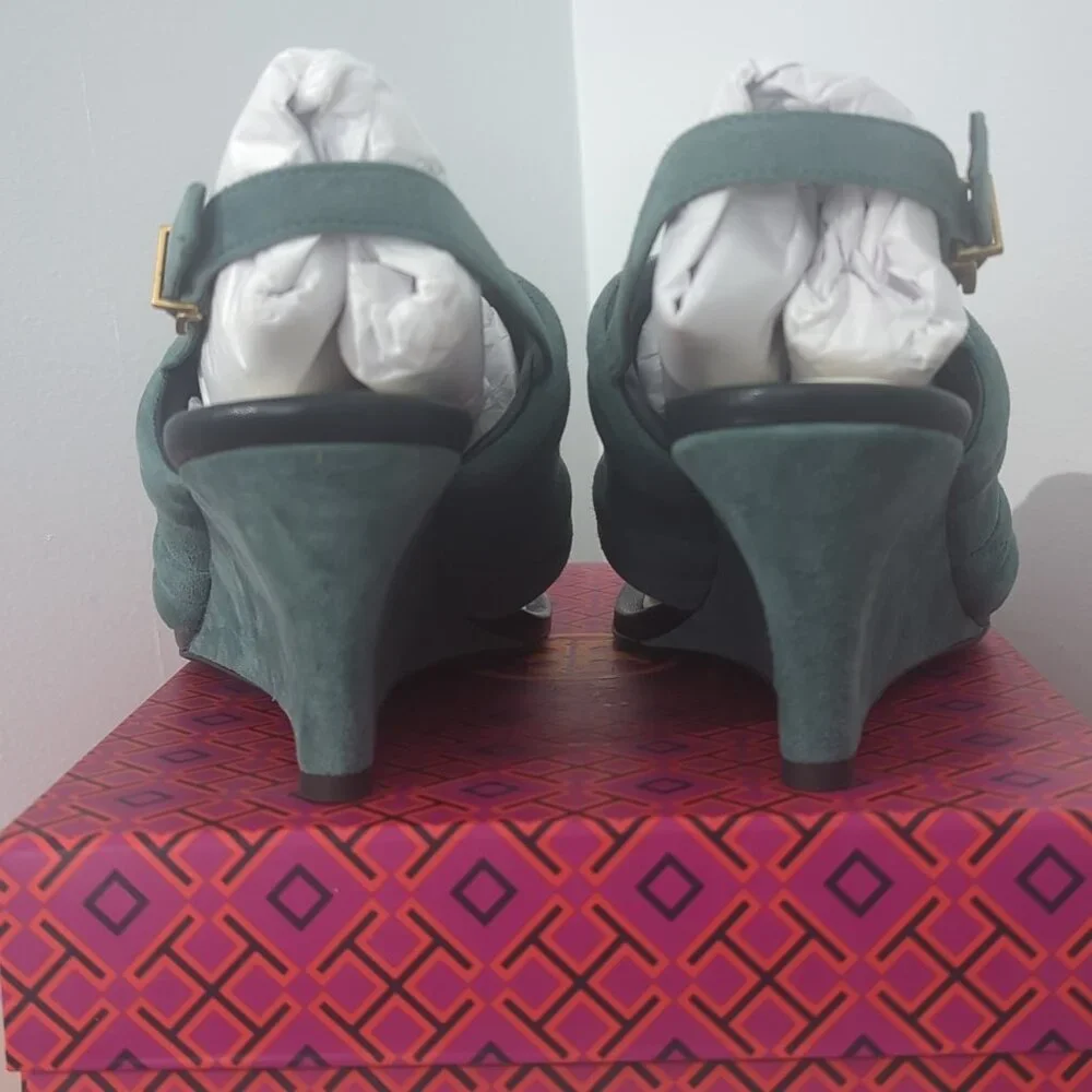 Tory Burch $400 Puffy Wedge Sandals Pumps Heels Arctic Blue 10 FEELS LIKE 9.5